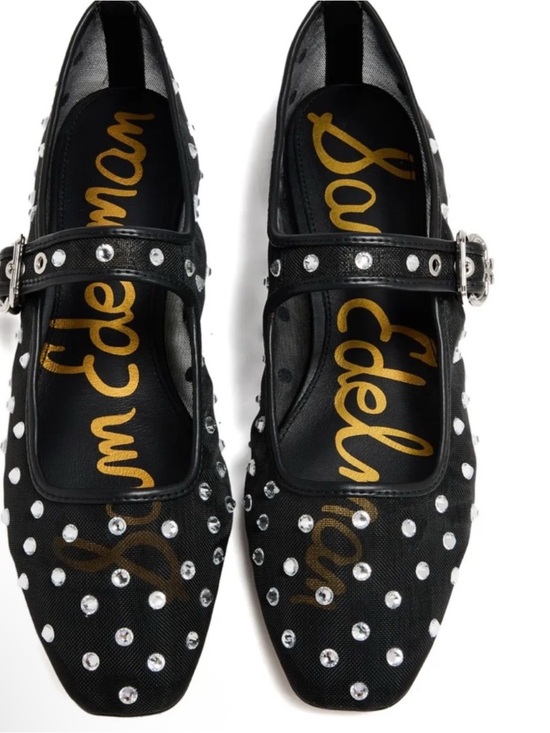 Sam Edelman Shoes - Sam Edelman Black Crystal Michaela Shine Mary Jane Flats | Size 8 1/2